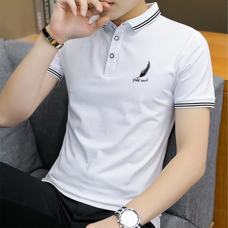 

Summer Brand Breathable Jacket Luxury Polo Shirt Embroidered Business Short Sleeve Polo Shirt Solid Color Lapel Men's Casual