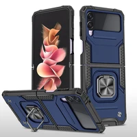shockproof armor magnetic metal cover for samsung galaxy z flip 3 5g ring phone case