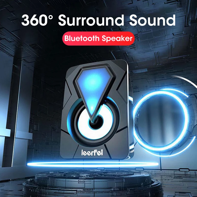 

Wireless Bluetooth 5.0 speaker 4D Desktop Computer Speaker 360° surround sound HIFI Stereo Microphone USB Caixa with LED Light