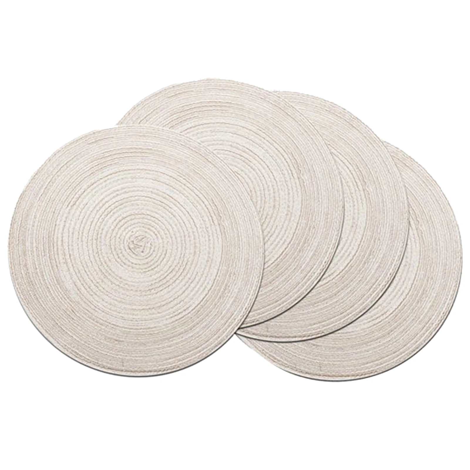 

4pcs Desktop Decor Dining Room Round Rop Heat Resistant 15 Inch Cup Pad Easy Clean Cotton Braided Table Placemat Durable Home