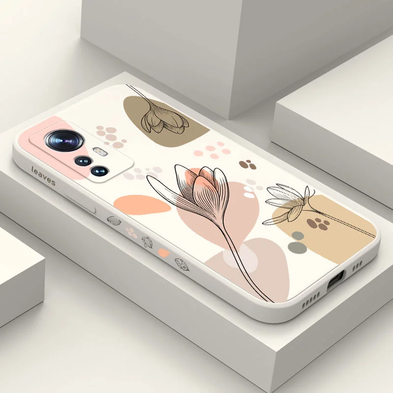 

Artistic Line Flowers Phone Case For Xiaomi Mi 13 12 12T 12S 11 11T Ultra 10 10T 9 9T 9SE 8 Pro Lite 5G Liquid Silicone Cover