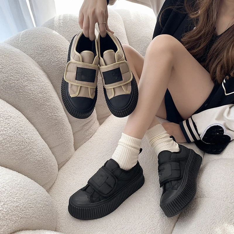 

Thick Soled Biscuit Shoes For Women In Autumn And Winter Of 2022, New Korean Version Bread Shoes, Lazy People's Elevated Casual