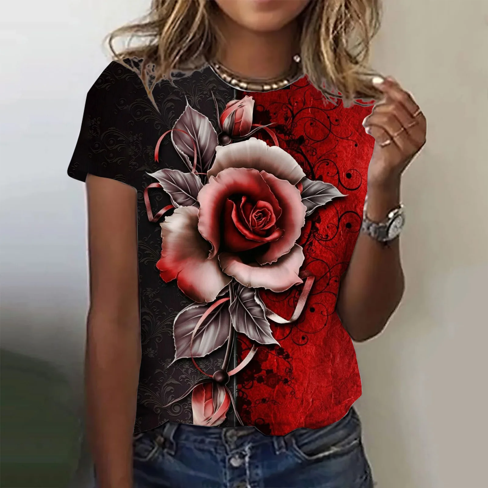 

Butterfly Pattern Printed Women's T-shirt Girls Summer O-Neck T-shirt Short Sleeved Casual Fashion Sexy Women's Y2K Style Top