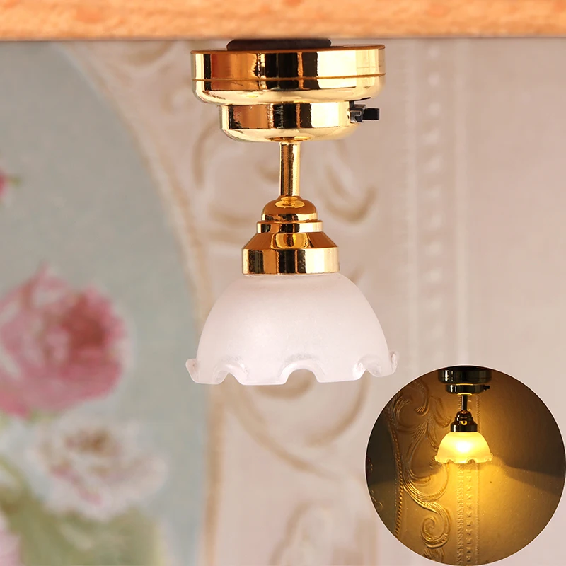 

1:12 Dollhouse Miniature LED Light Ceiling Lamp Chandelier Model Furniture Accessories For Doll House Home Decor Kids Toys