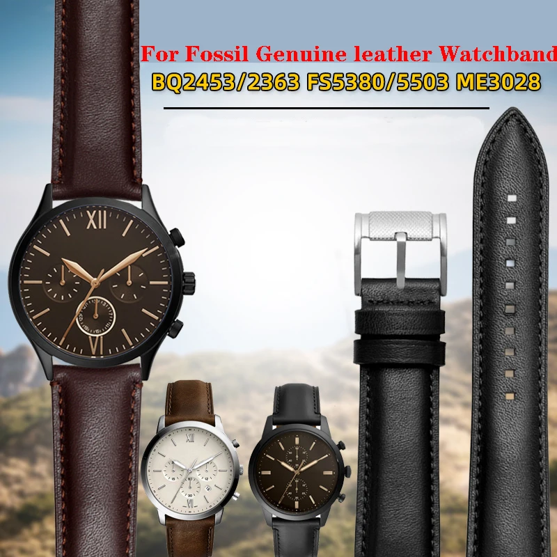 

For Fossil BQ2363/2453 ME3099 3052 3054 FS5380/5453 FS4735 FS4812 Cowhide Strap Men Vintage Genuine leather Watchband 20mm 22mm