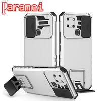 slide camera armor phone case for lnfinix note 10pro 11 11pro 7lite rugged drop bracket cover for smart4 smart5 smart6 case