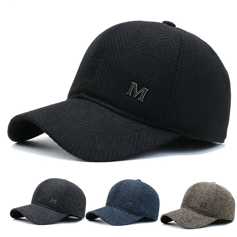 

GQILYYBZ band men's sun hat outdoor leisure baseball cap winter padded warm ear protection wind snapback caps casual cap male