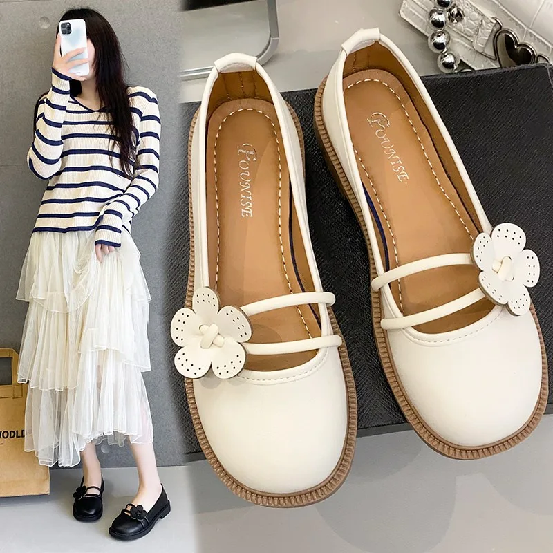 

2023 New Women's Low Heels Square Toe Retro Mary Jane Pumps Casual Spring Autumn Ladies Loafers Women
