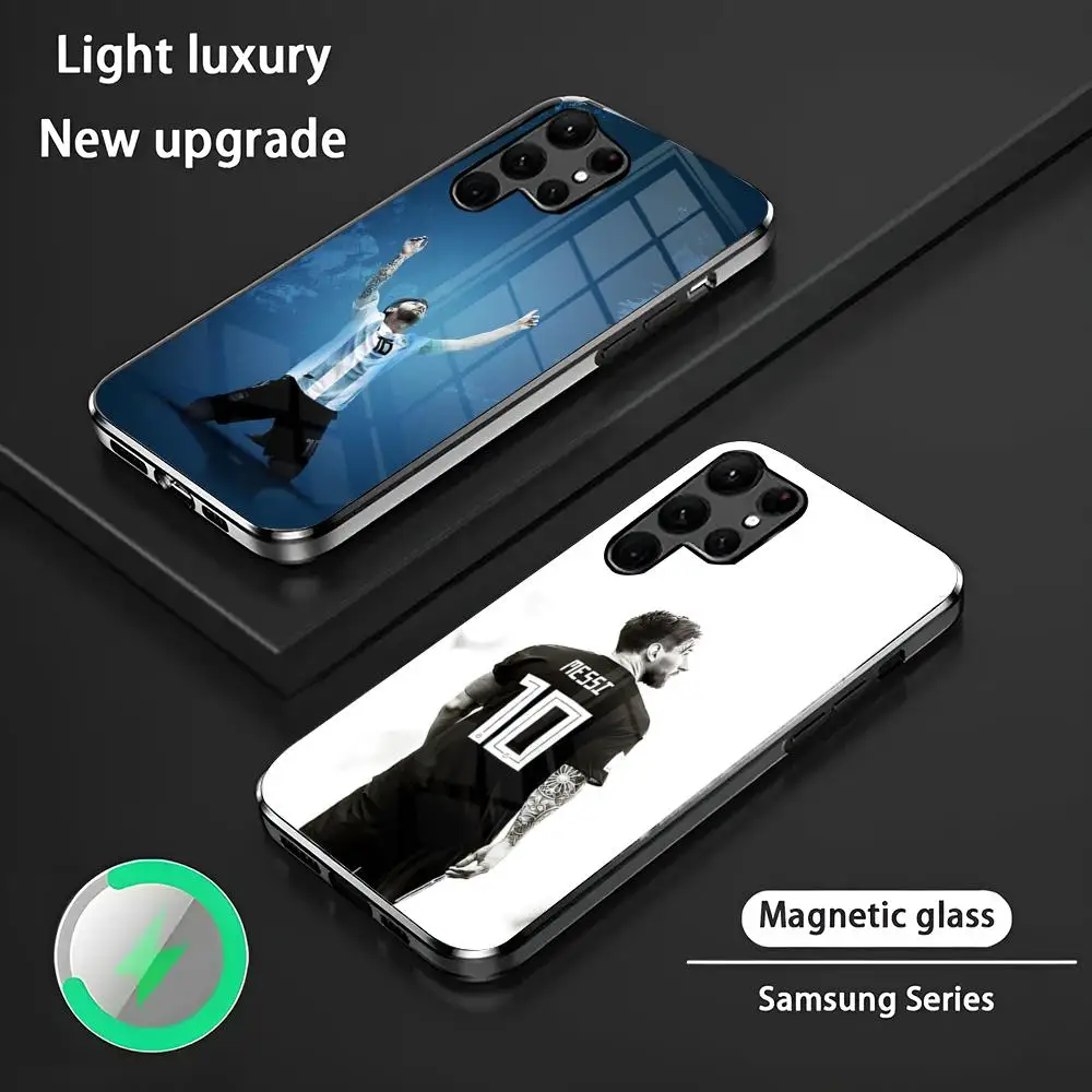 Sport M10 L-Lionel M-Messi Phone Case For Samsung S 25 S24 S23 S22 S21 S20 Plus Ultra Note20 Glass Magnetic
