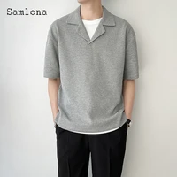 samlona plus size mens fashion t shirt short sleeve basic tops streetwear 2022 kpop style casual pullovers masculinas tees shirt