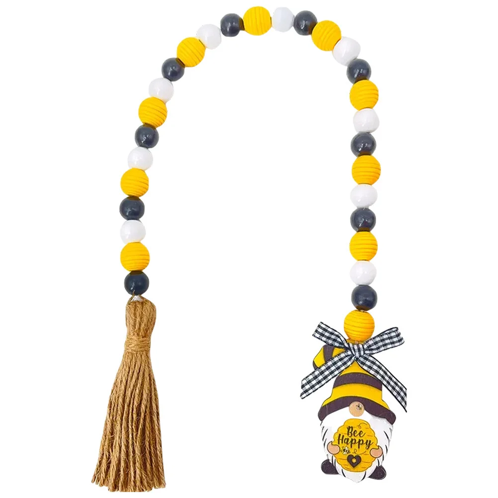 

Bee Decor Hanging Decoration Wooden Bead Garland Spring Home Pallets Day Beaded Ornament Beads Tassels Wall Adornment