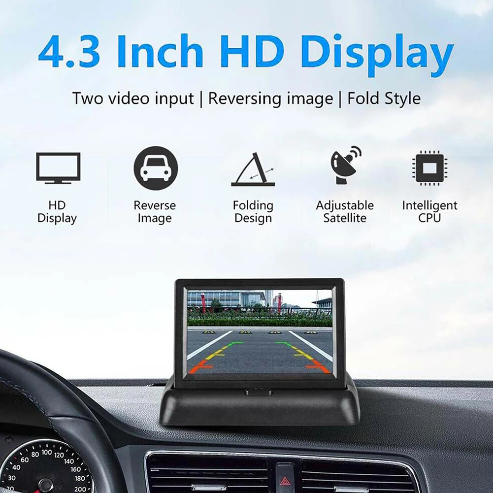 

Складной автомобильный парковочный дисплей 4,3 дюйма TFT ЖК-экран HD Автомобильный дисплей монитор 2-канальный видеовход ночное видение автомобильные аксессуары