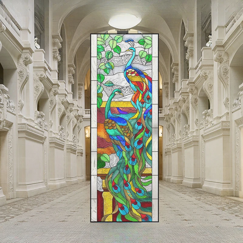 Красочная стеклянная пленка с узором в европейском стиле ретро защита от