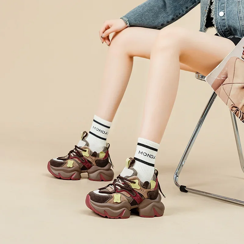 Женская кожаная обувь CLAIAMI новая повседневная спортивная женская на толстой