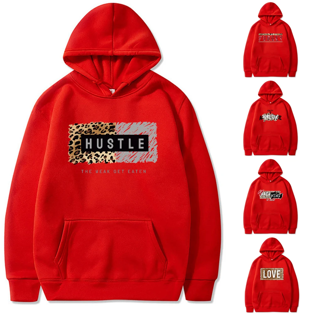 

Hoodies Men Women Autumn Fashion Leopard Prined Long Sleeve Pullovers Sweatshirts Tops Casual Loose Pocket Clothes Streetwear