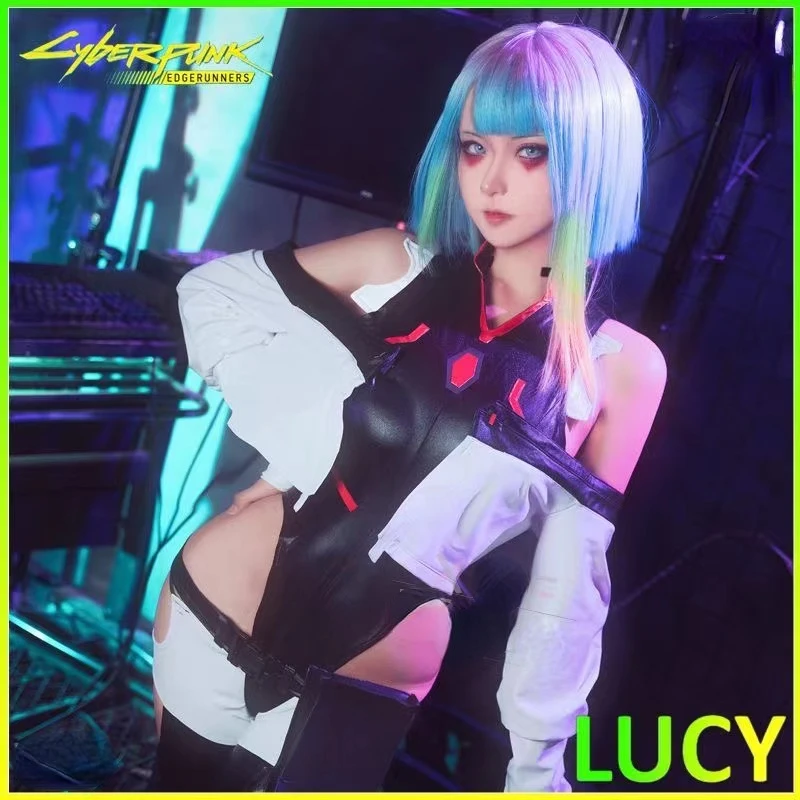 

Anime Cyberpunk: Kostum Cosplay Lucy Edgerunner Pakaian Jumpsuit Seksi Kostum Halloween Wig untuk Wanita Anak Perempuan