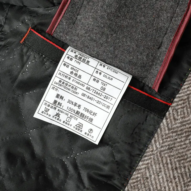 Мужская твидовая куртка цвета хаки Серая шерстяная из овечьей шерсти с