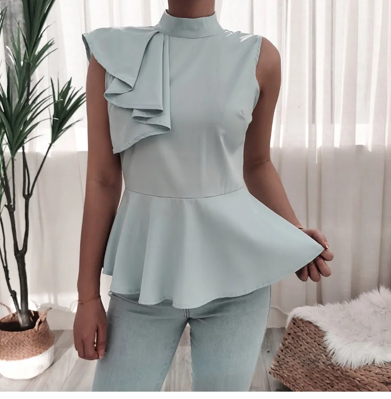 

Женский летний однотонный плиссированный топ без рукавов, модная Милая шикарная рубашка