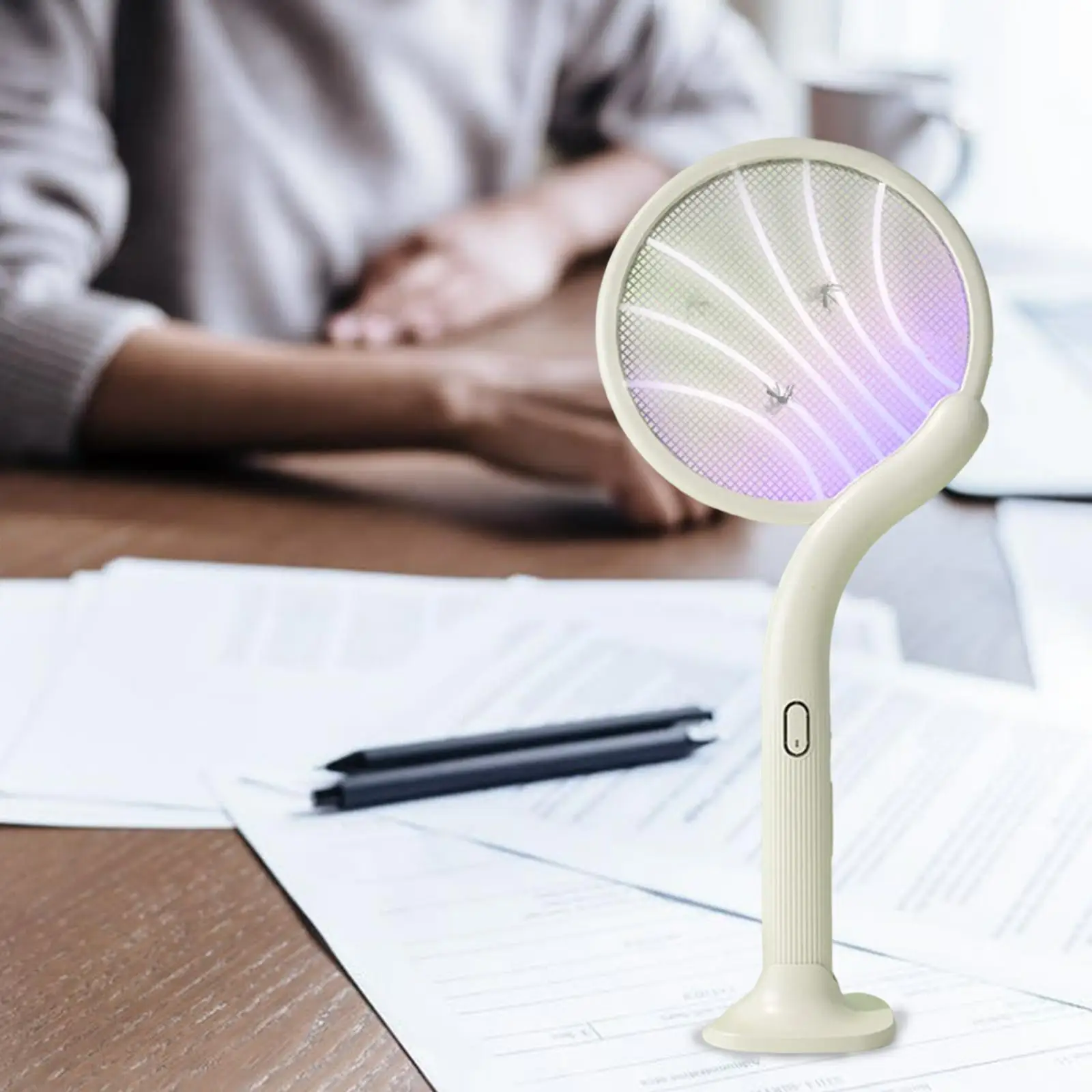 

Electric Fly Swatter with 3 Layer Safety Mesh Powerful Standing & Handheld Fly Killer for Kitchen Indoor and Outdoor Camping