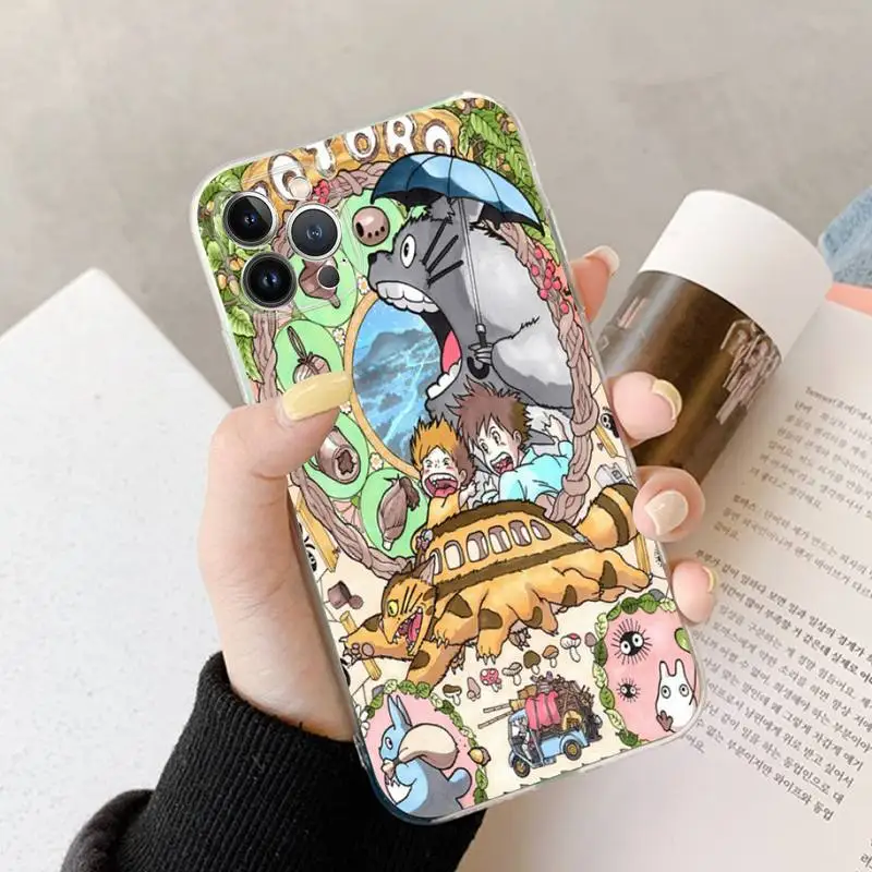 Чехол для телефона с рисунком Аниме Тоторо iPhone 11 12 13 mini pro XS MAX 8 7 6 6S Plus X 5S SE 2020 XR -