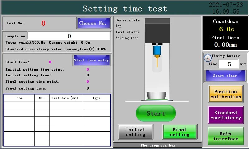 Прибор для измерения консистенции цемента тестер времени проникновения игла Vicat