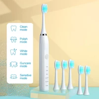 sonic electric toothbrushes for adults kids smart timer rechargeable whitening toothbrush ipx7 with 6 brush heads
