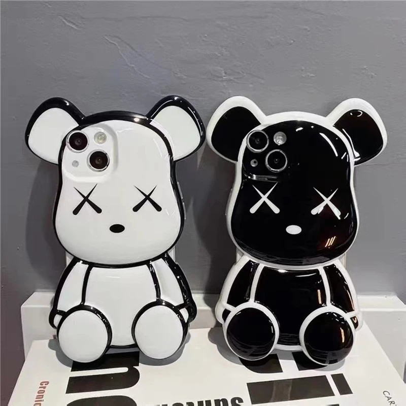 

Трехмерный черный и белый медведь Apple 14 подходит для iPhone 12 Apple 13promax мобильный телефон case 11 anti-fall x new xr