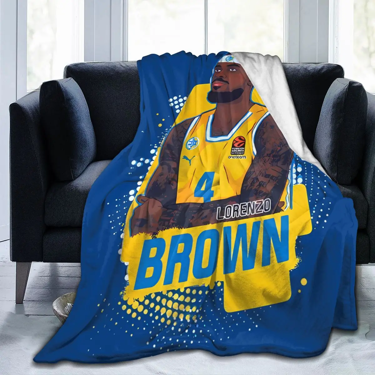 Всесезонное Флисовое одеяло для баскетбола Maccabi Tel AV ультрамягкое фланелевое