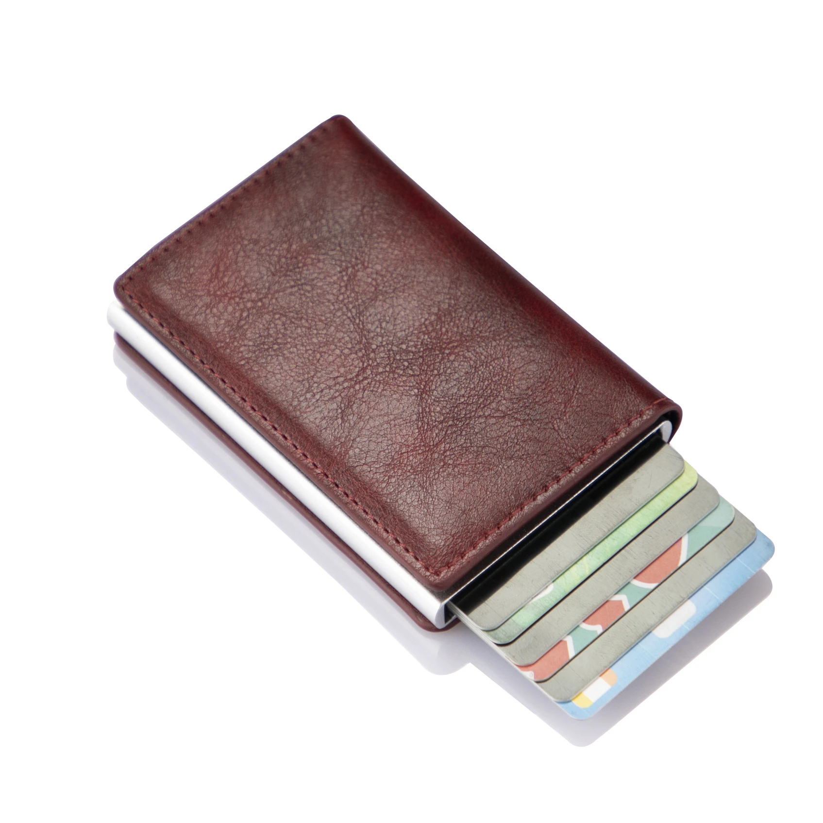 

2022 Credit Card Holder Wallet Men Ladies RFID Aluminum Alloy Bank Card Holder Sleeve Vintage Leather Wallet with Money Clip