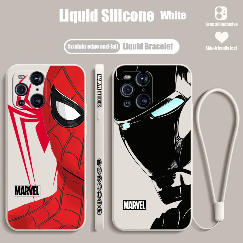 Железный человек Марвел Милая для OPPO Find X6 X5 X3 X2 Pro Lite Neo жидкая левая веревка