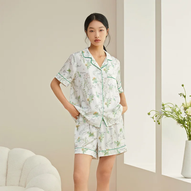 Pajamas for Women's Summer New Style Cool Feeling Short-sleeved Shorts Suit Home Service Can Be Worn Outside and Soft Loungewear