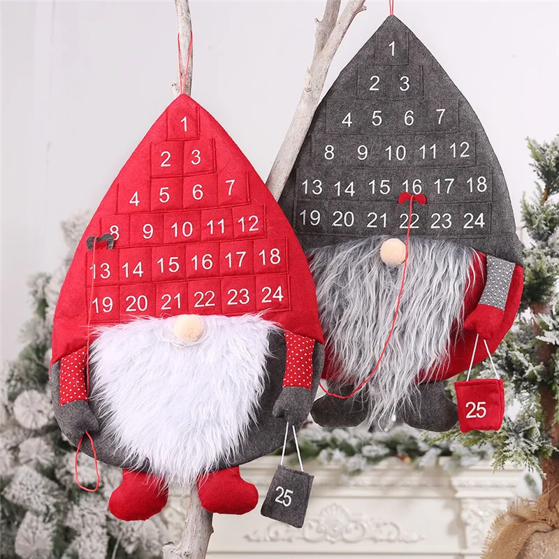 

2023 New Year Countdown Non Woven Faceless Forest Old Man Calendar Pendant for Home Christmas Decoration Kids Gifts Navidad Xmas