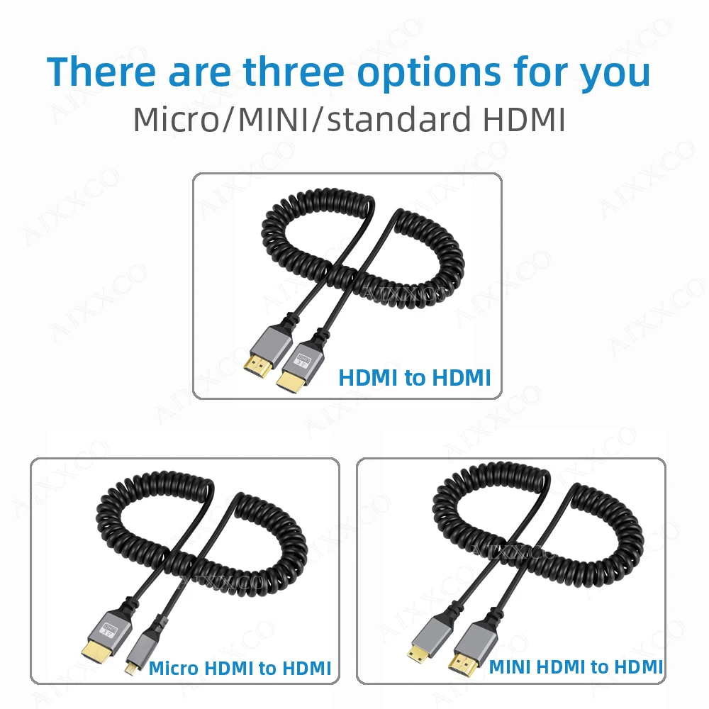 4K@60HZ Micro mini HDMI TO HDMI Coiled Extension Flexible Spiral Cable Male to Male Plug Cable images - 6