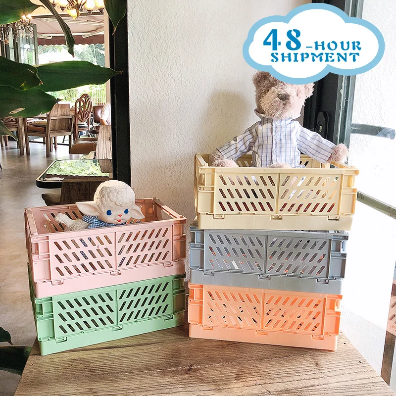 

Kawaii Toy Basket Desktop Folding Box Storage Basket Sundry Toys Storage Box Snack Box Dormitory Storage Basket 2022 New