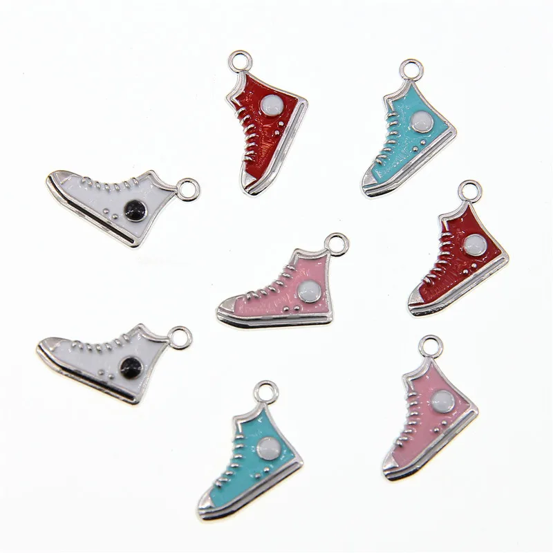50 шт., эмалевые подвески для обуви, 12 х17 мм