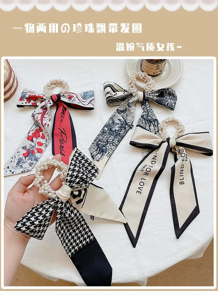 Шелковый шарф повязка для волос тонкая французская на голову лента Элегантный