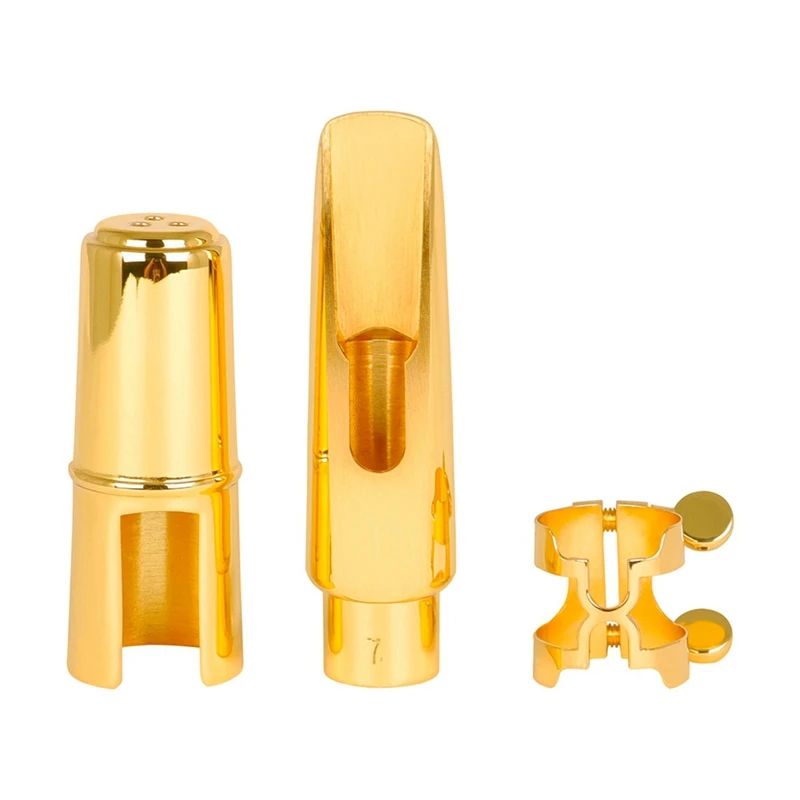 

7-Voice Professional Alto Saxophone Metal Mouthpiece Gold Plated Sax Mouth Accessories