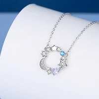 s925 sterling silver necklace womens personality design star and moon pendant collarbone chain necklaces for women