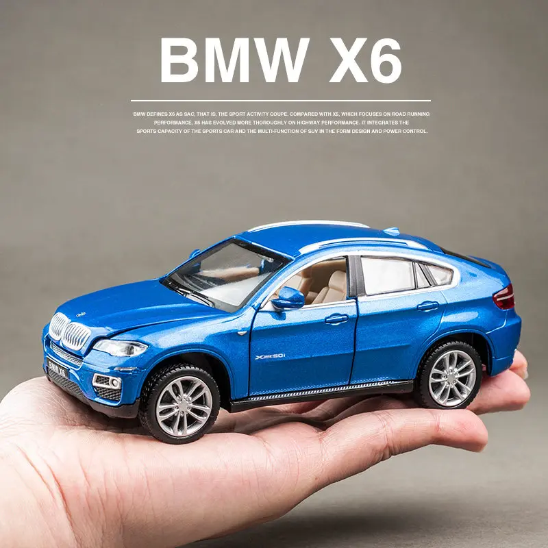 

WELLY 1:32 BMW X6 SUV Alloy Muscle Car Model Sound and Light Pull Back Children's Toy Collectibles Ornaments Birthday gift