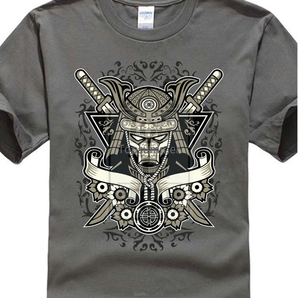 

2018 Hip Hop T Shirt Men'S 100% Cotton Short Sleeve T Shirt Samurai Japanese Robot Japanese Decorative Sword Adult Tee Shirt
