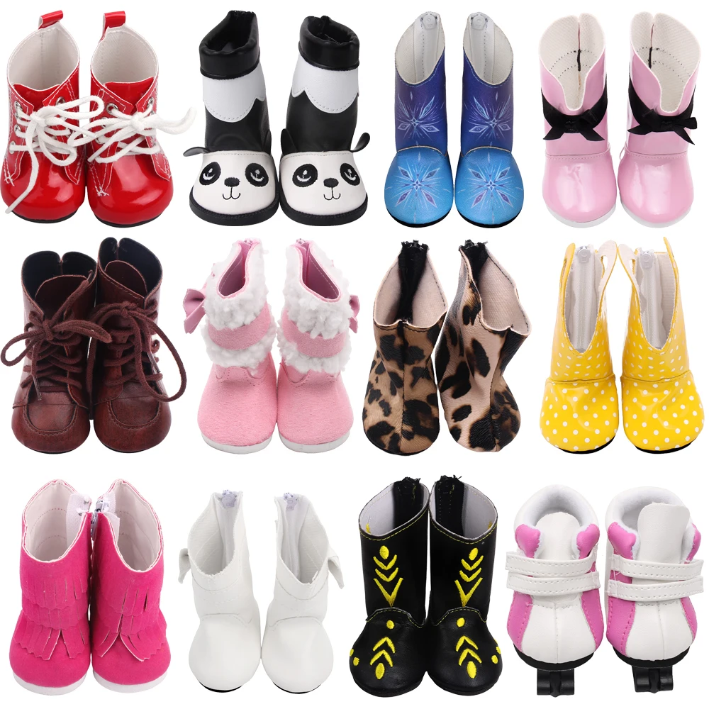 18 Inch American Doll Shoes Winter Plush Shoes Thigh-high Martin Boots Girls Baby Toys Fit 43 Cm Boy Dolls s21 