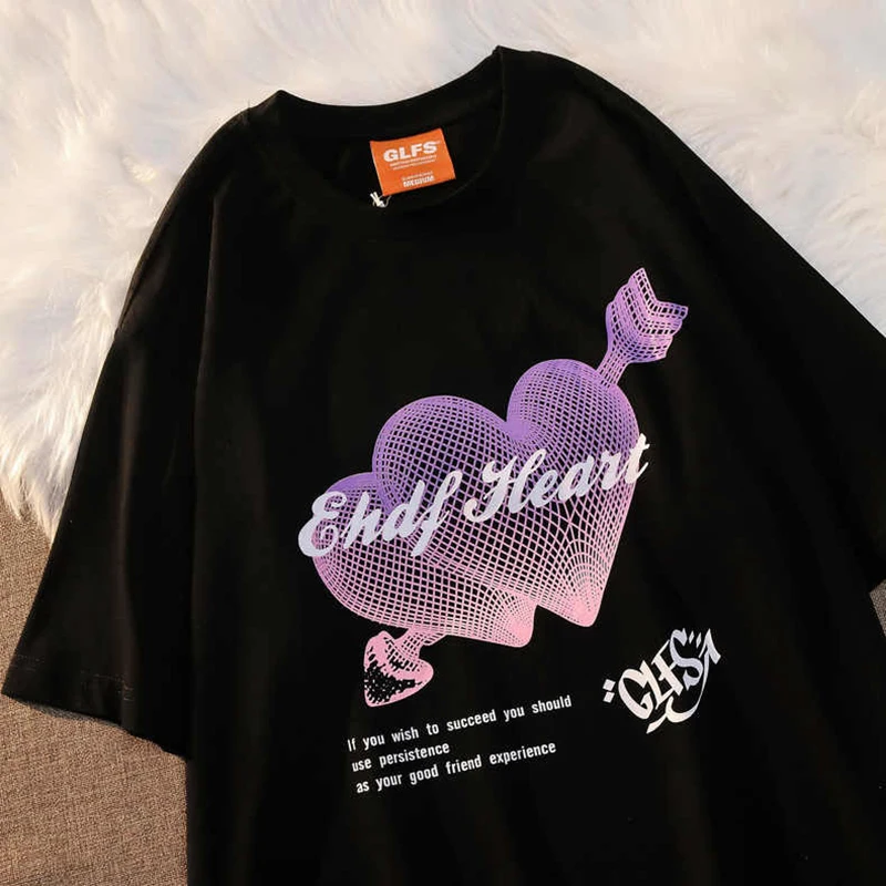

Men T Shirts Love Print Short Sleeve Oversized T Shirt Loose Casual Graphic Tee Shirts Harajuku Street Tops Tee Woman Clothes