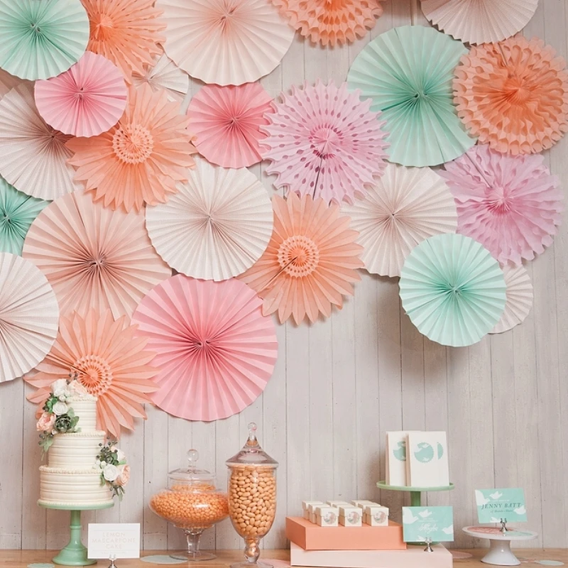 

20cm/30cm/40cm Tissue paper fan wedding backdrop decoration flower paper fan birthday party hanging decorations Party DIY decor