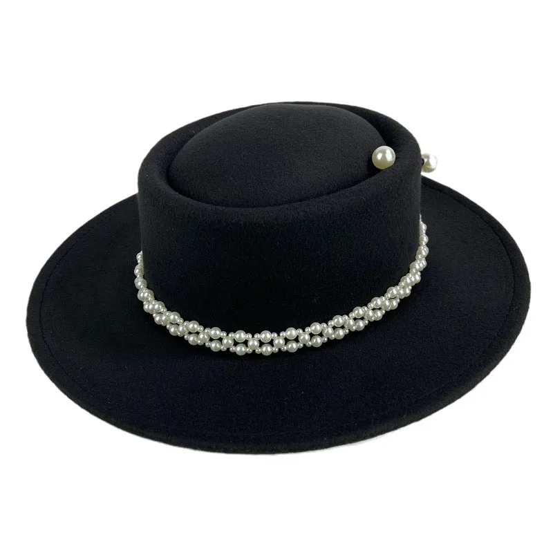 

Women's hat british top hat hats for women luxury domo hat free shipping fedora fashion new elegant pearl chapel panama for girl