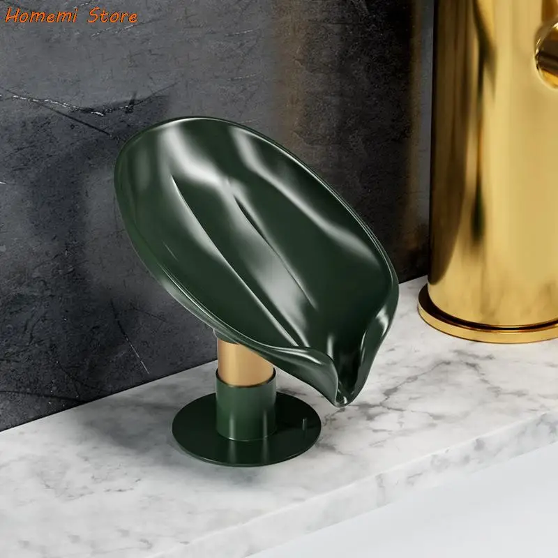 

Leaf Shape Soap Holder Dish Bathroom Shower Soap Holder Sponge Storage Tray Creative Sucker Storage Box Kitchen Organizer Tool