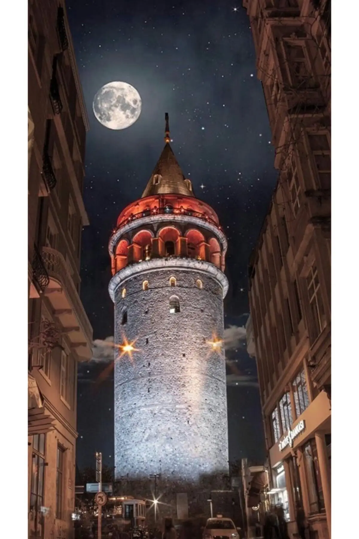 

Galata tower and full moon diamond mosaic table 36x61cm Puzzle game groups hobby & entertainment life