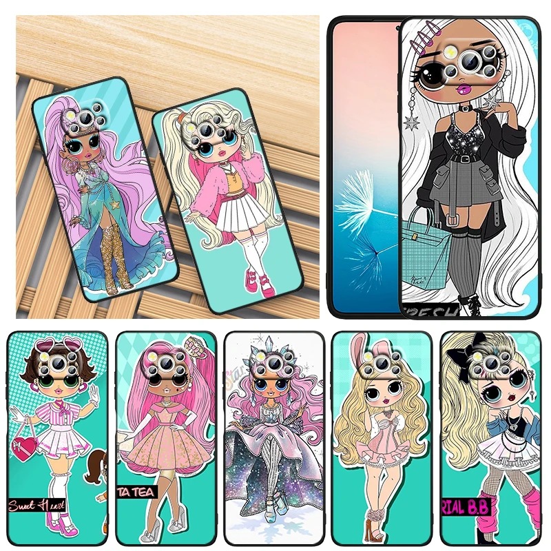 

L.O.L. SURPRISE Doll Art For Xiaomi Civi Mi Poco X4 X3 NFC F3 GT M4 M3 M2 X2 F2 Pro C3 4G 5G Black Soft TPU Capa Phone Case