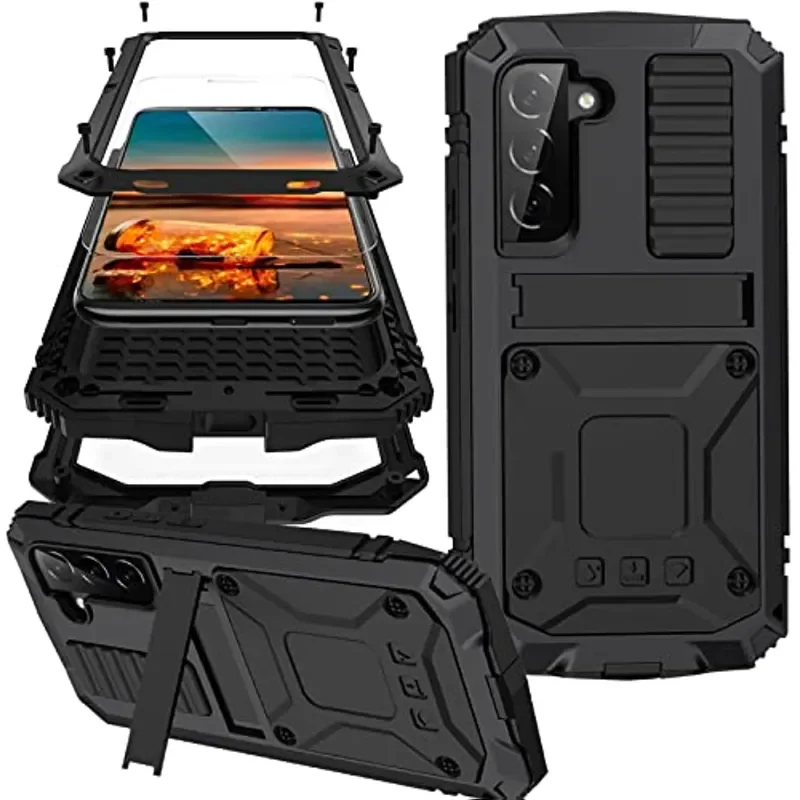 

Heavy Duty Armor Metal Case with Screen Protector For Samsung S22 Plus S23 Ultra Shockproof Military Aluminium Silicone Cover