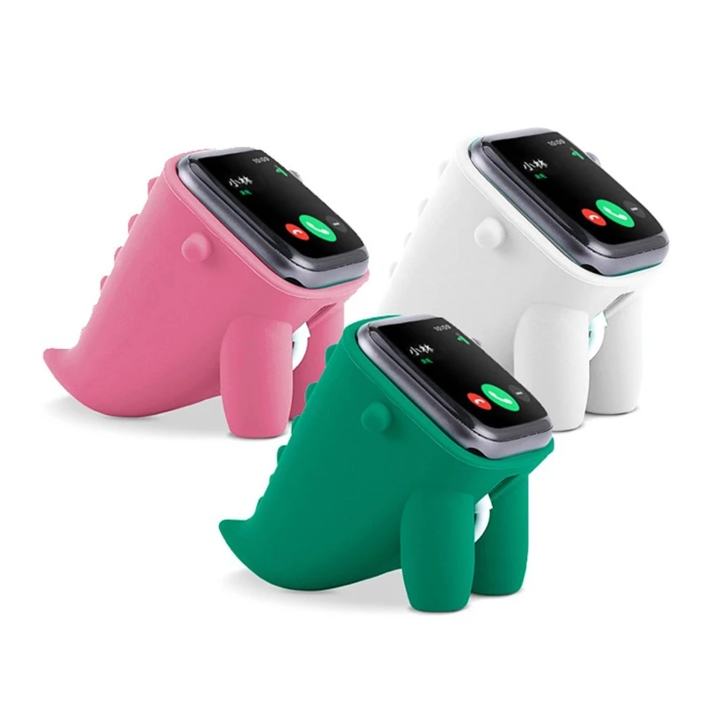 

R91A Silicone Dinosaur Apple- Watch Stand for Apple- Watch Series 1/2/3/4/5 Universal 38-44mm Charger Cable Non-toxic