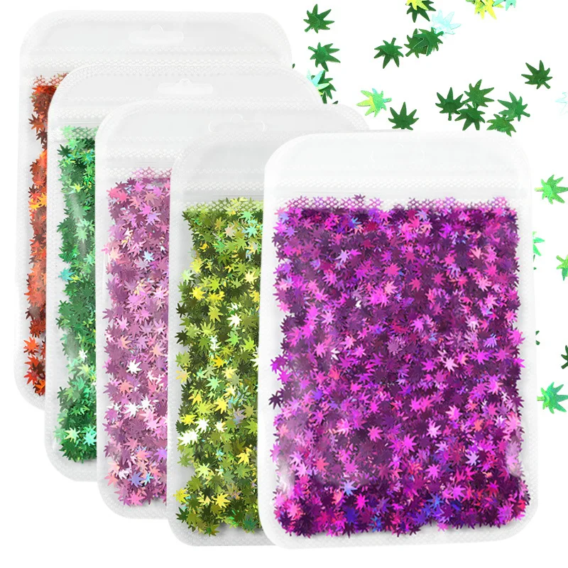 

10g/bag Nail Maple Leaf Sequin Laser 12color Nail Patch Nail Ornaments Nail Supplies Nail Accessories Nail Art Decorations